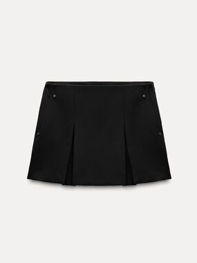 Zara Black A-Line Mini Skirt with Front Pleats
